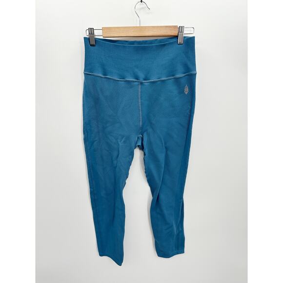 FP Movement Blue Textured Fitted Free Throw Fitted Cropped Leggings Women XL - Picture 1 of 6